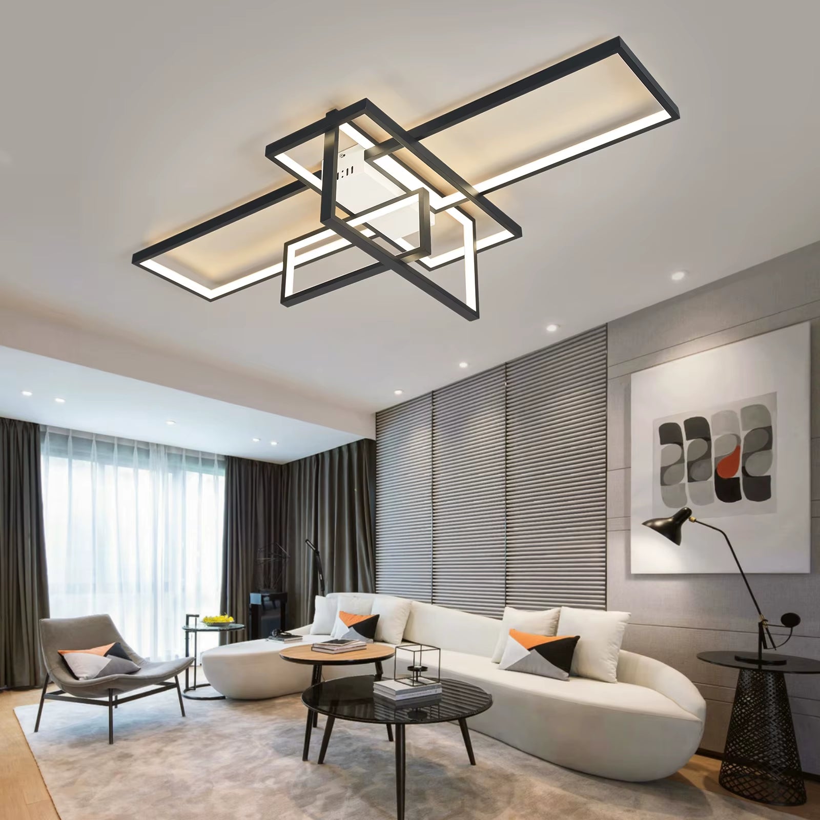 Modern Led Ceiling Lihgts for Living Room Study Room Bedroom Smart Home Alexa Ceiling Lamp Fixtures Gold/Black Finish