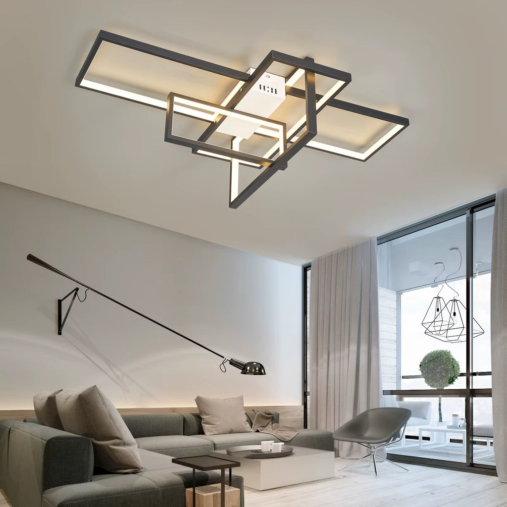 Modern Led Ceiling Lihgts for Living Room Study Room Bedroom Smart Home Alexa Ceiling Lamp Fixtures Gold/Black Finish