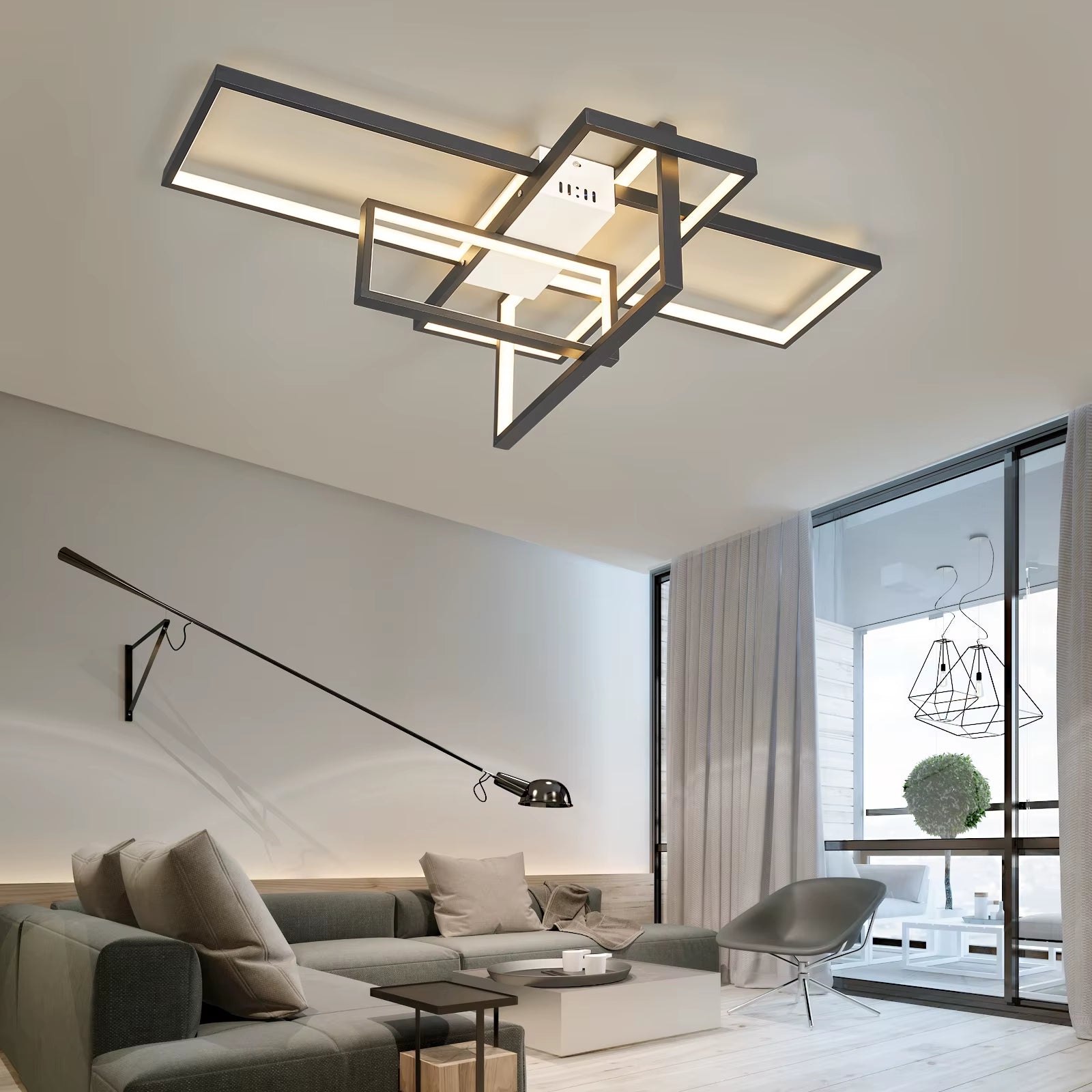 Modern Led Ceiling Lihgts for Living Room Study Room Bedroom Smart Home Alexa Ceiling Lamp Fixtures Gold/Black Finish