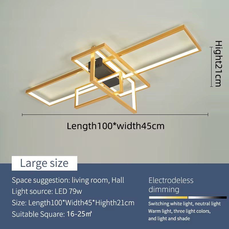 Modern Led Ceiling Lihgts for Living Room Study Room Bedroom Smart Home Alexa Ceiling Lamp Fixtures Gold/Black Finish