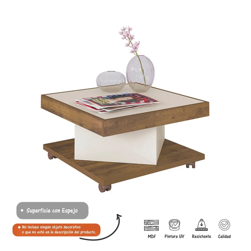 Mesa De Centro Summit Pino con Blanco Mdp