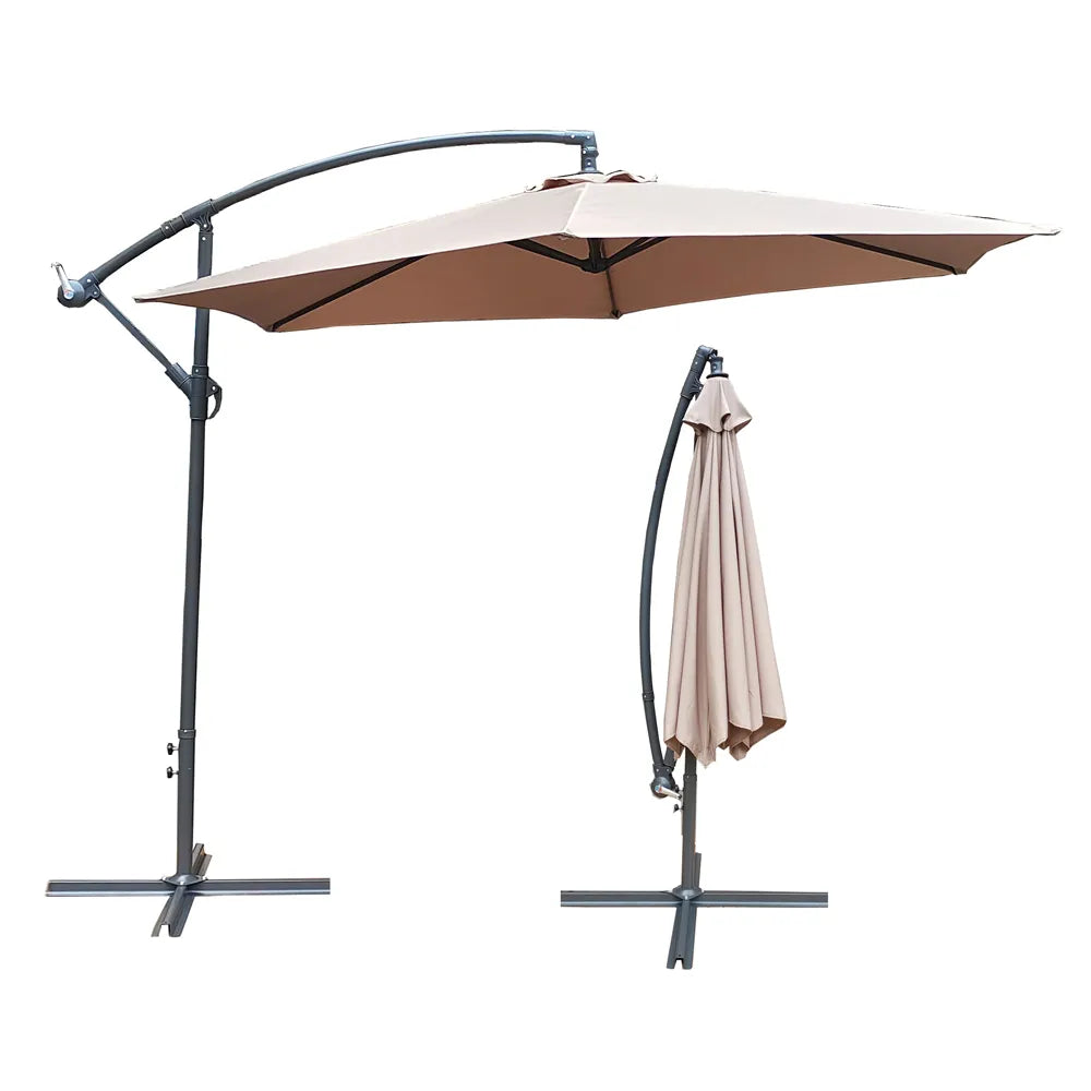 Parasol Froom Tela Taupe Base Negro/Gris