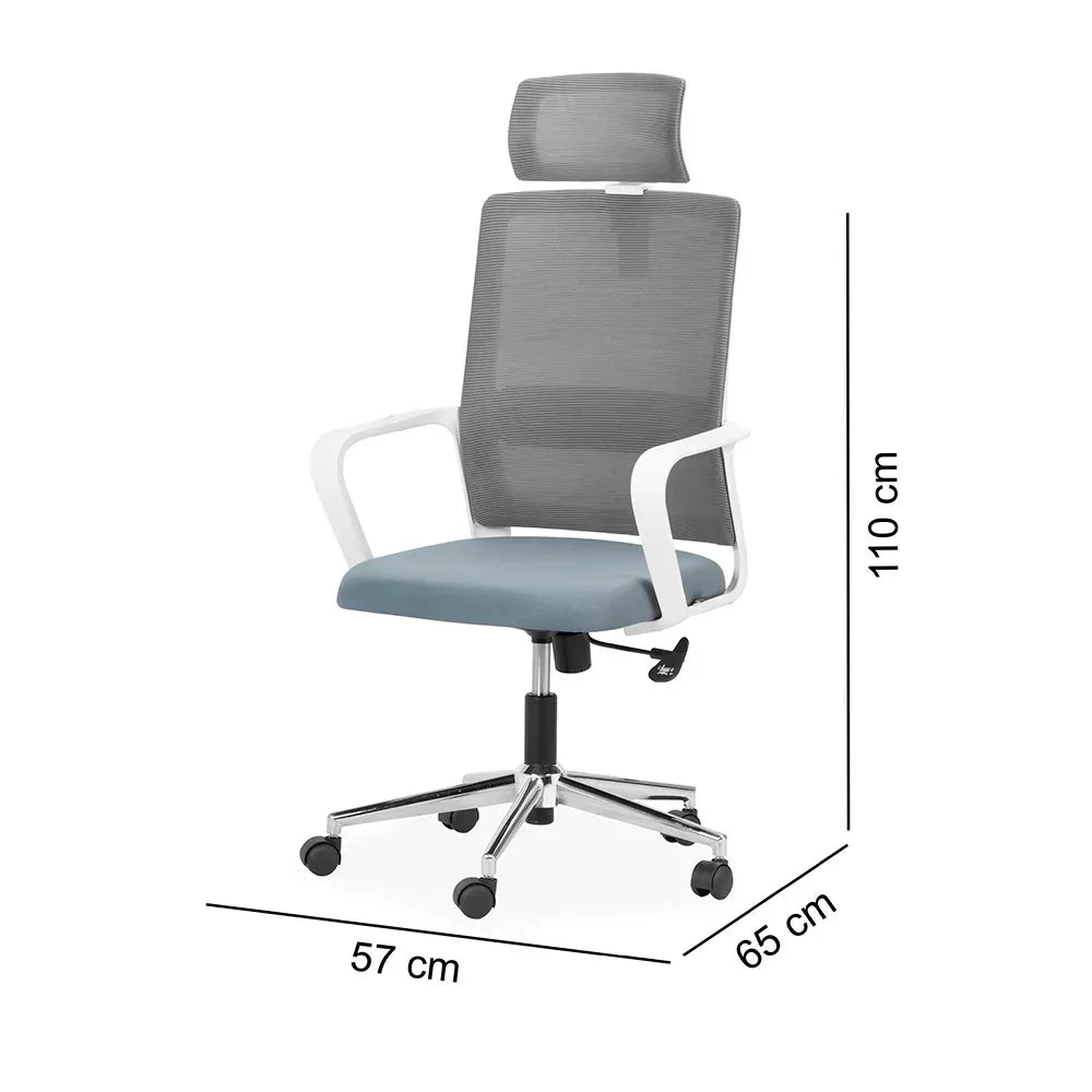 Silla Giratoria Milan Gris Blanco/Cromo