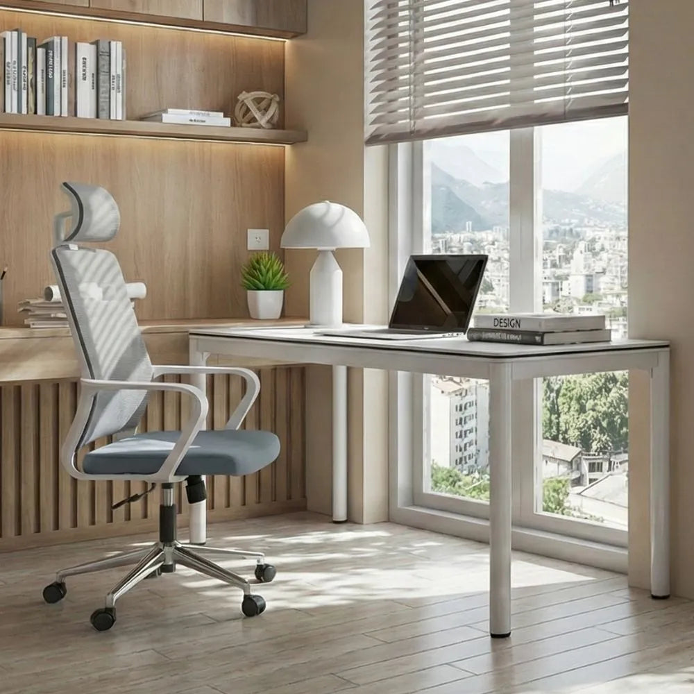 Silla Giratoria Milan Gris Blanco/Cromo