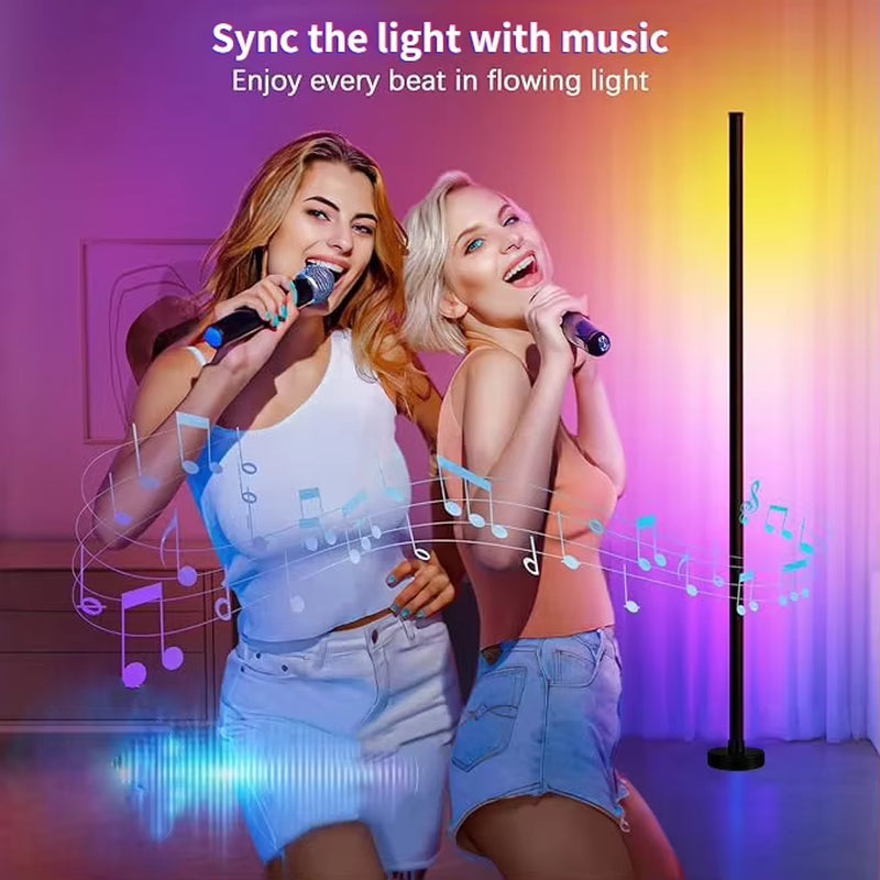 Smart RGB Floor Lamp with Music Sync Modern Mood Lighting LED Stand Lights for Bedroom Game Room Living Room Decor