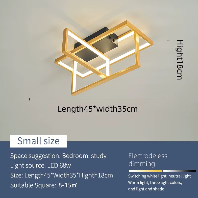 Modern Led Ceiling Lihgts for Living Room Study Room Bedroom Smart Home Alexa Ceiling Lamp Fixtures Gold/Black Finish