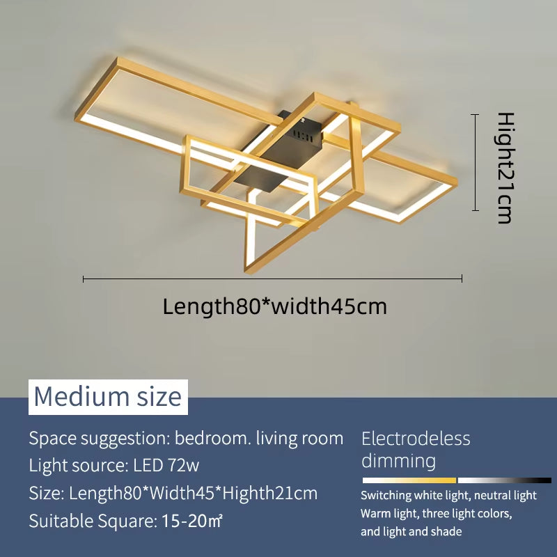 Modern Led Ceiling Lihgts for Living Room Study Room Bedroom Smart Home Alexa Ceiling Lamp Fixtures Gold/Black Finish