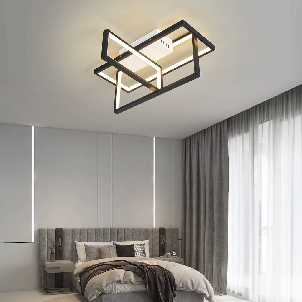 Modern Led Ceiling Lihgts for Living Room Study Room Bedroom Smart Home Alexa Ceiling Lamp Fixtures Gold/Black Finish