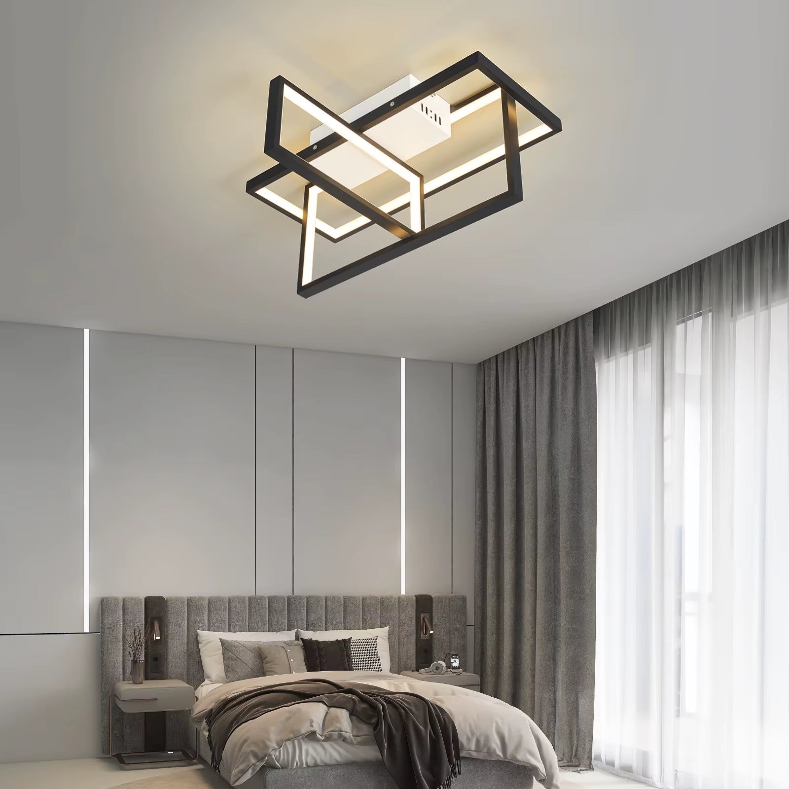 Modern Led Ceiling Lihgts for Living Room Study Room Bedroom Smart Home Alexa Ceiling Lamp Fixtures Gold/Black Finish