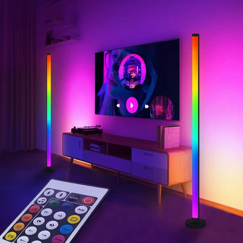 Smart RGB Floor Lamp with Music Sync Modern Mood Lighting LED Stand Lights for Bedroom Game Room Living Room Decor