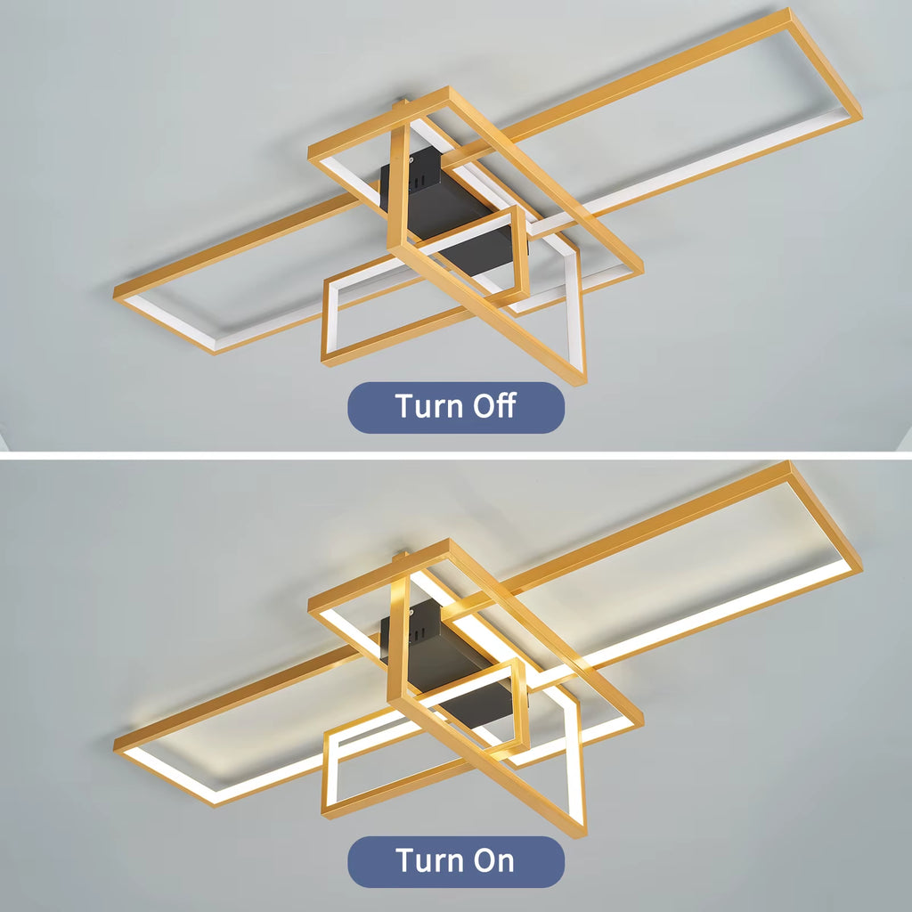 Modern Led Ceiling Lihgts for Living Room Study Room Bedroom Smart Home Alexa Ceiling Lamp Fixtures Gold/Black Finish